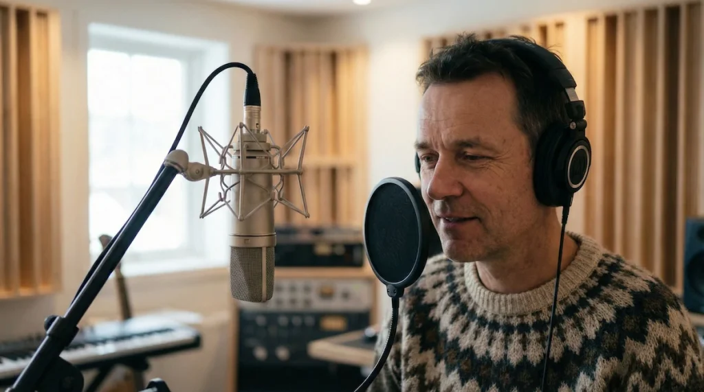 Lydstudie nær København – Vokaloptagelse. – Lydstudiet